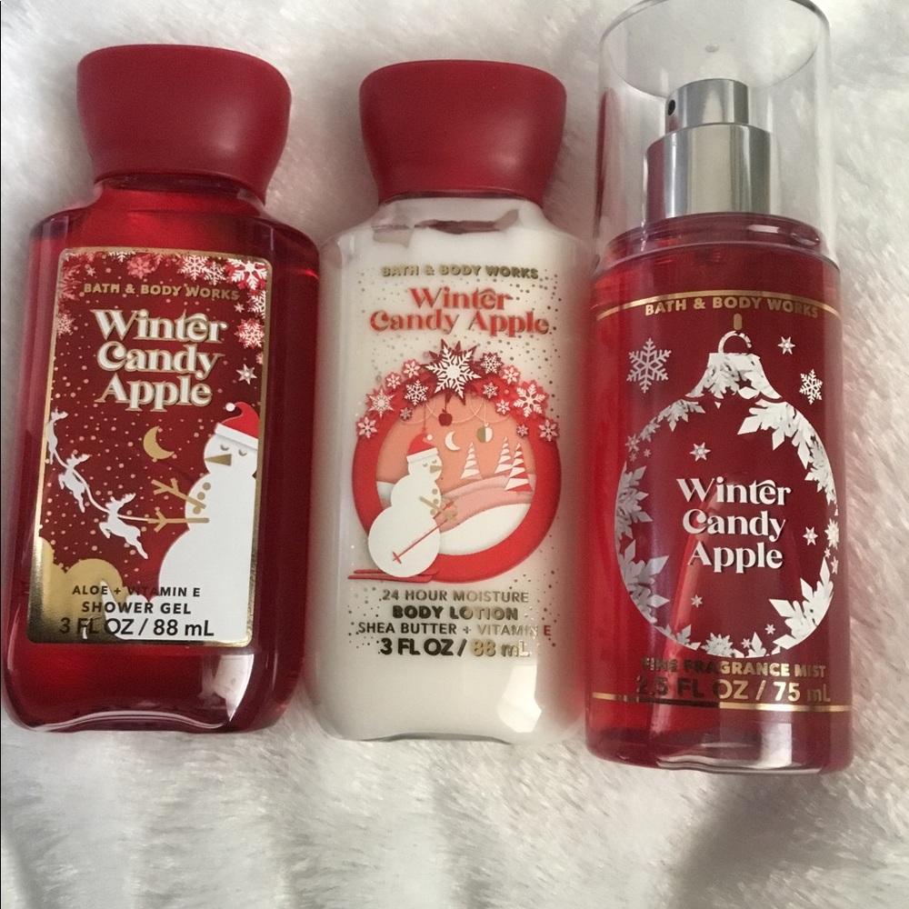 BATH & BODY TRAVEL SIZE 3 PC SET WINTER CANDY APPLE